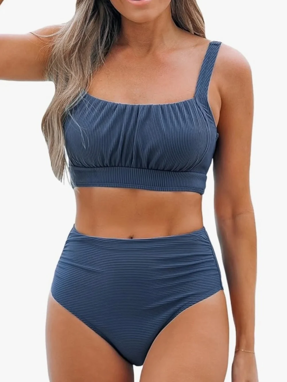 CUPSHE Ruched Twist Back Two Piece Bathing Suit - Picture 1 of 9
